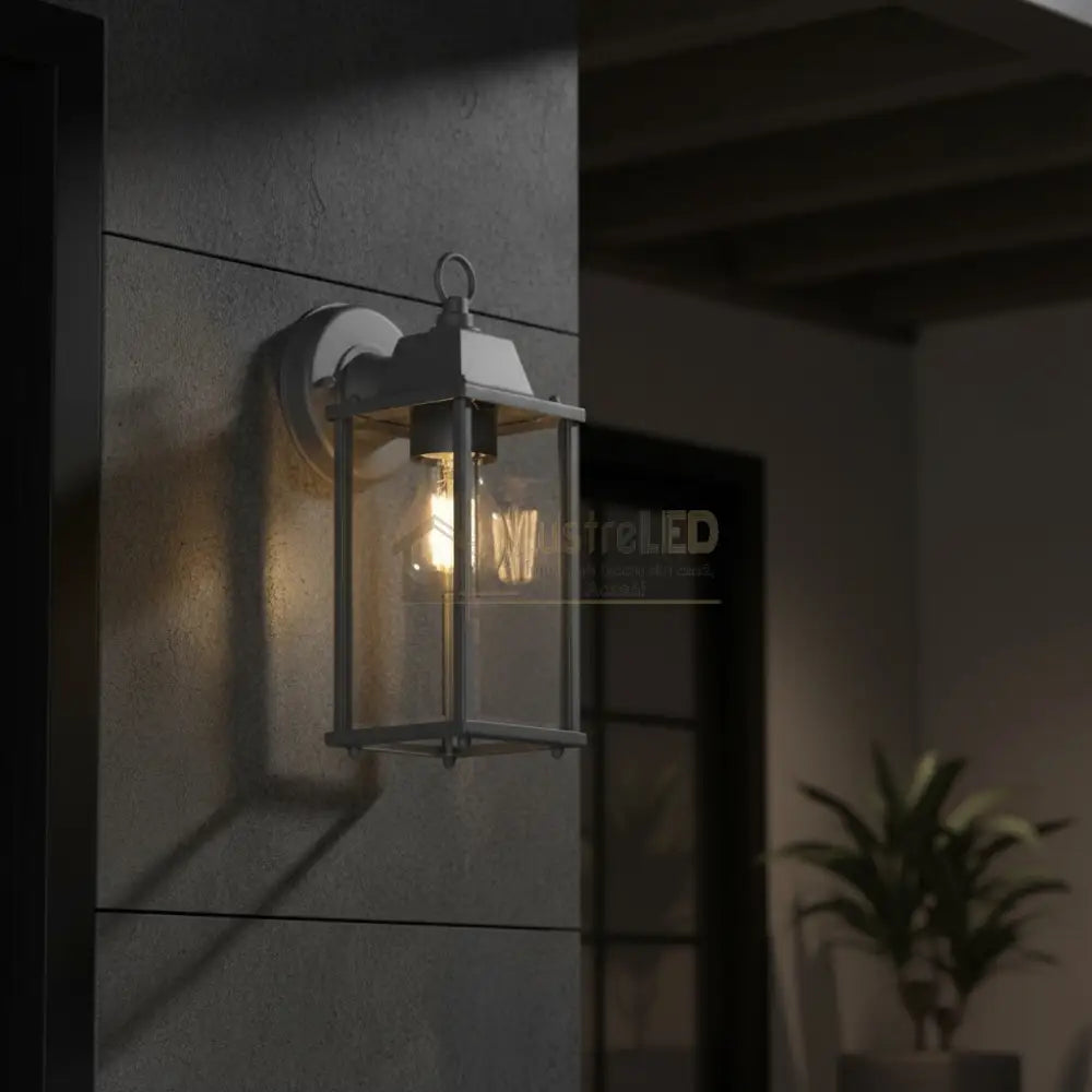 Aplica Tip Felinar Antracit Cu Sticla Transparenta