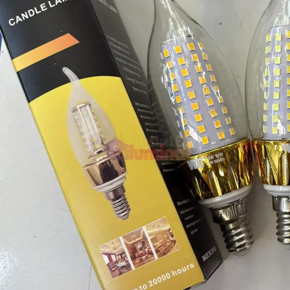 Bec LED E14 24W Lumanare transparent lustreled.ro