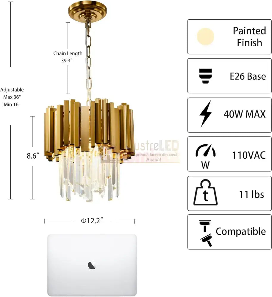 Candelabru Cristal Glory Gold Grande 300Mm Chandeliers Crystal