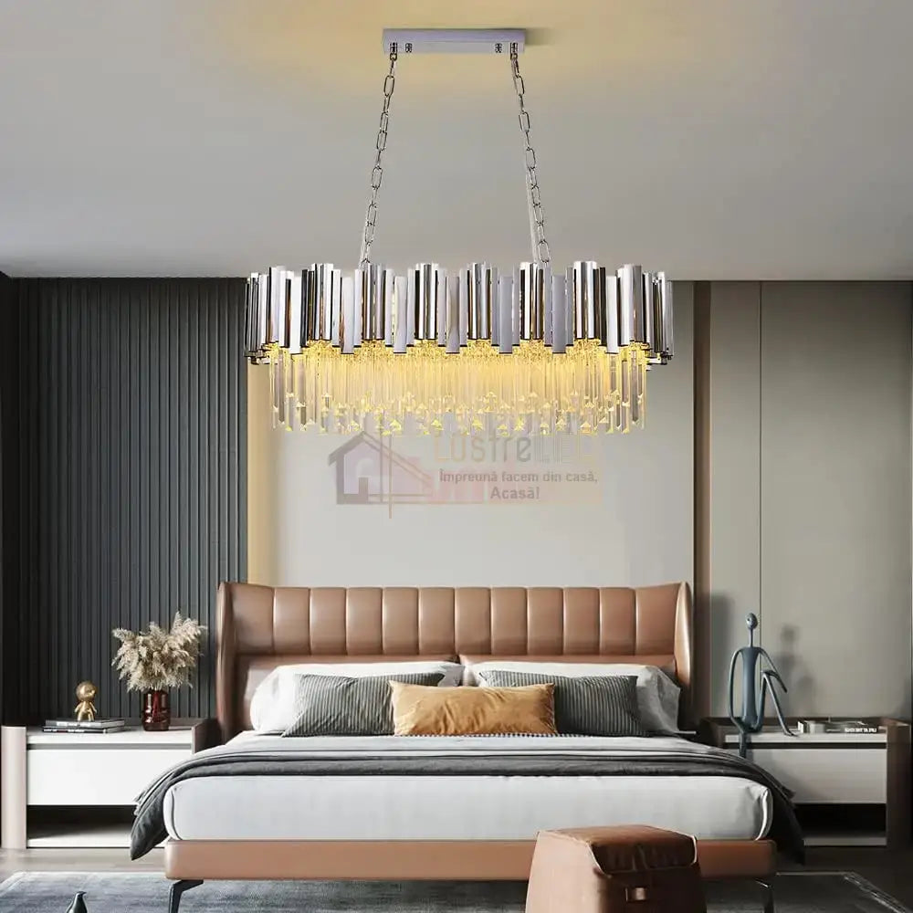 Candelabru Cristal Glory Silver 75X35Cm Led Chandelier