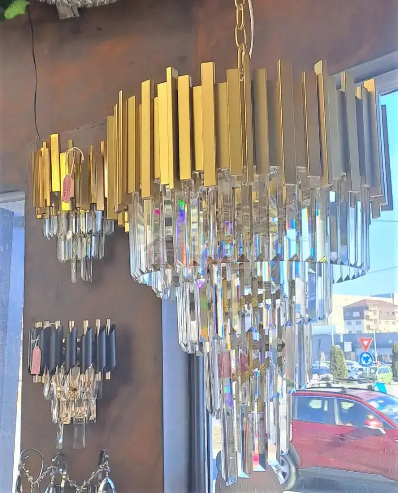 Candelabru Cristal Golden Maxi Rain 500Mm Chandeliers Crystal