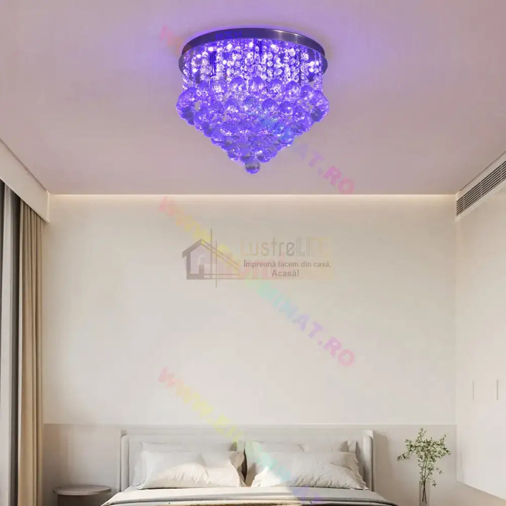 Candelabru Cristal Lory Rgb Telecomanda Argintie / 40Cm Cristal Chandeliers
