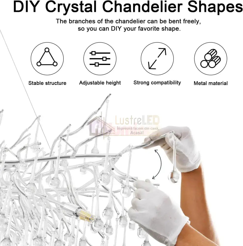 Candelabru Cristal LUXURY Silver Tears 45CM ARGINTIE / 45CM / LUXURY Chandeliers Crystal