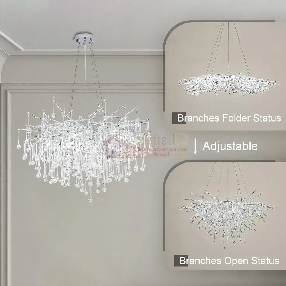Candelabru Cristal LUXURY Silver Tears 60CM ARGINTIE / 60CM / LUXURY Chandeliers Crystal