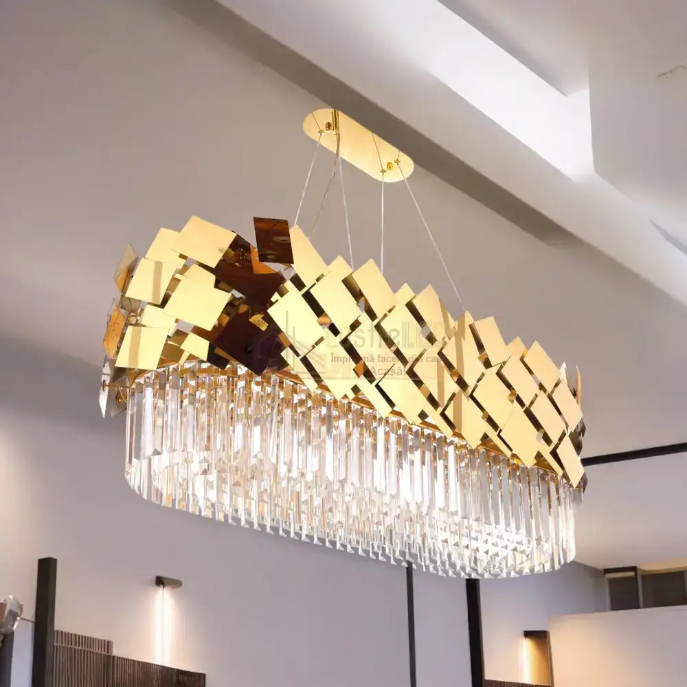 Candelabru Cristal Modern Troy 80X30Cm Golden Chrome Chandeliers Crystal