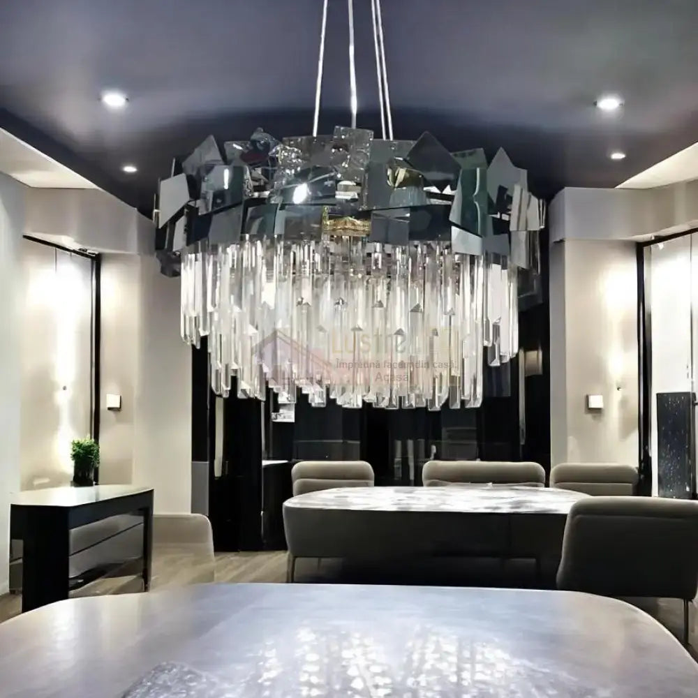 Candelabru Cristal Modern Troy 8743-60cm Negru Lucios CRISTAL / NEAGRA / 60CM Chandeliers Crystal