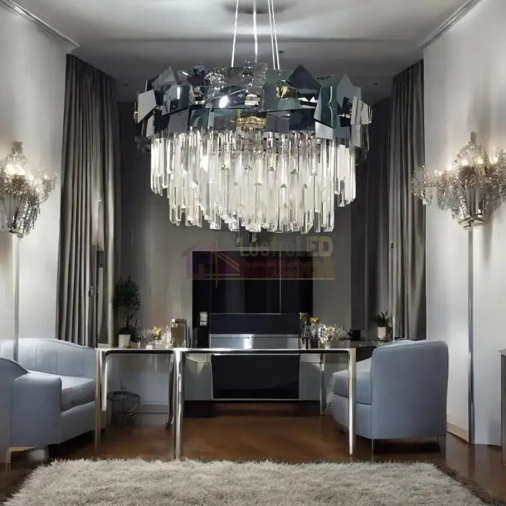 Candelabru Cristal Modern Troy 8743-60cm Negru Lucios CRISTAL / NEAGRA / 60CM Chandeliers Crystal