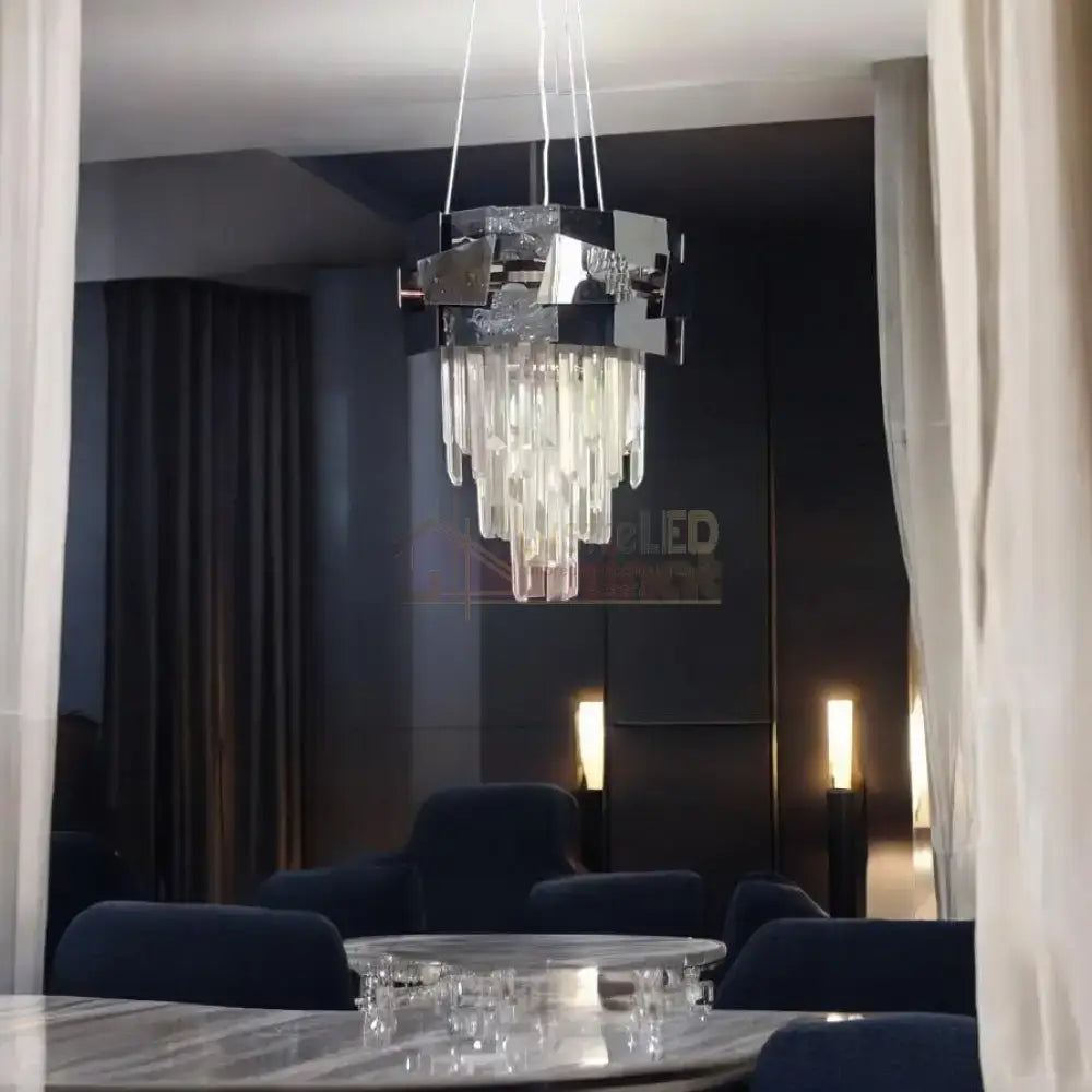 Candelabru Cristal Modern Troy Negru Lucios Chandeliers Crystal