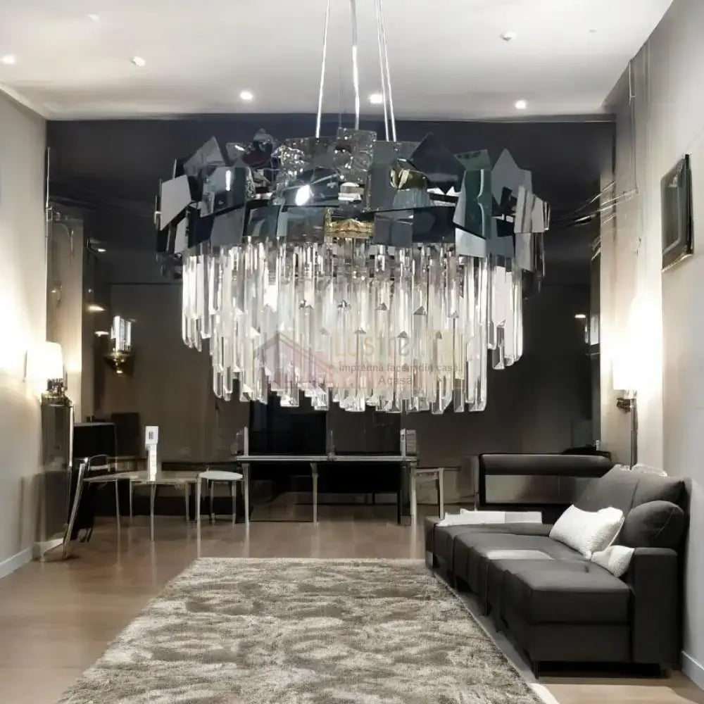 Candelabru Cristal Modern Troy 8743-60cm Negru Lucios CRISTAL / NEAGRA / 60CM Chandeliers Crystal