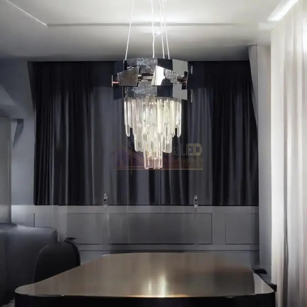 Candelabru Cristal Modern Troy Negru Lucios Chandeliers Crystal