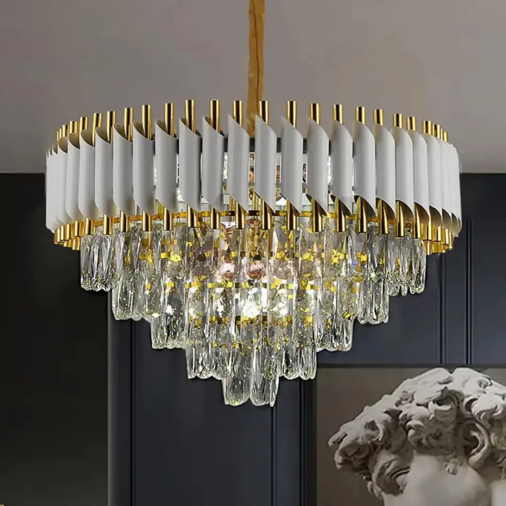 Candelabru Cristal 500mm WHITE PANTHER 8801/500 ALB + AURIU / 50CM / CRISTAL Chandeliers Crystal