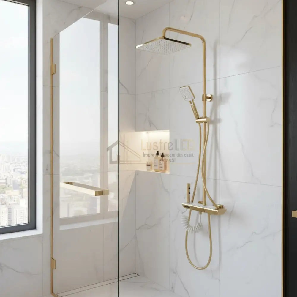 Coloana de Dus Premium Auriu Mat Comenzi Piano