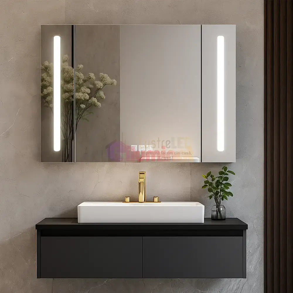 Dulap Baie Cu Oglinda LED Lyte Functii Multiple 80X70CM / GRI LED MIRROR