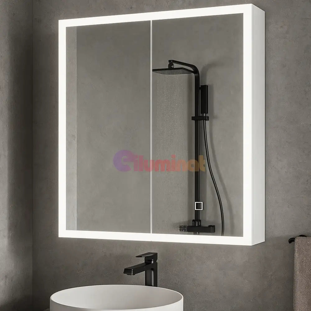 Dulap Baie Cu Oglinda LED Qora Touch 60x70cm 60X70CM / ALB LED MIRROR