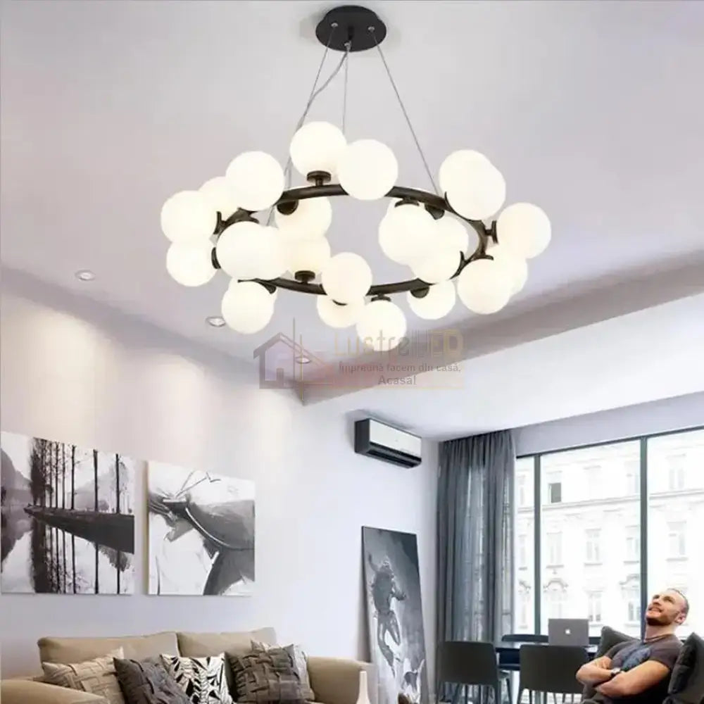 Lustra Abajur MAT Black Rotunda 25xG9 70CM NEAGRA / ABAJUR Chandeliers