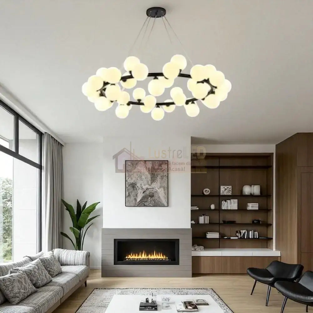 Lustra Abajur MAT Black Rotunda 45xG9 103CM NEAGRA / ABAJUR Chandeliers