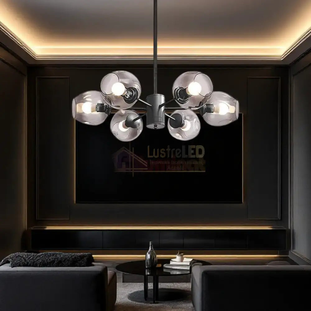 Lustra Abajur Reglabila 6xE27 Umbrava - 6035-6 NEAGRA / ABAJUR Chandeliers