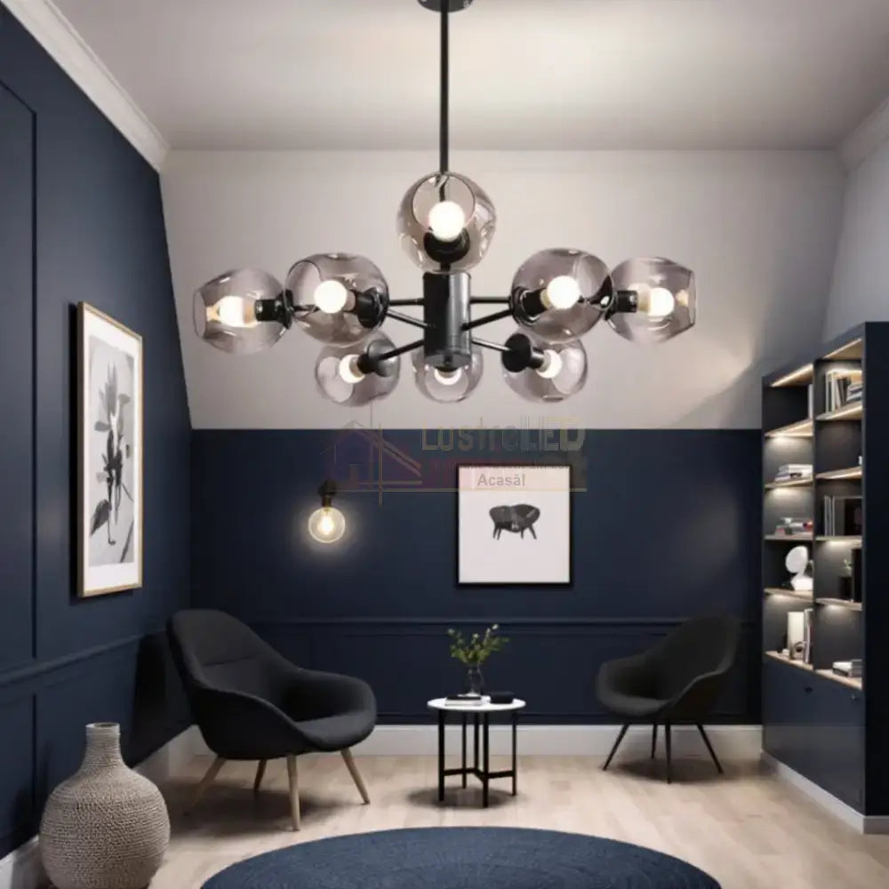 Lustra Abajur Reglabila 8xE27 Umbrava - 6035-8 NEAGRA / ABAJUR Chandeliers