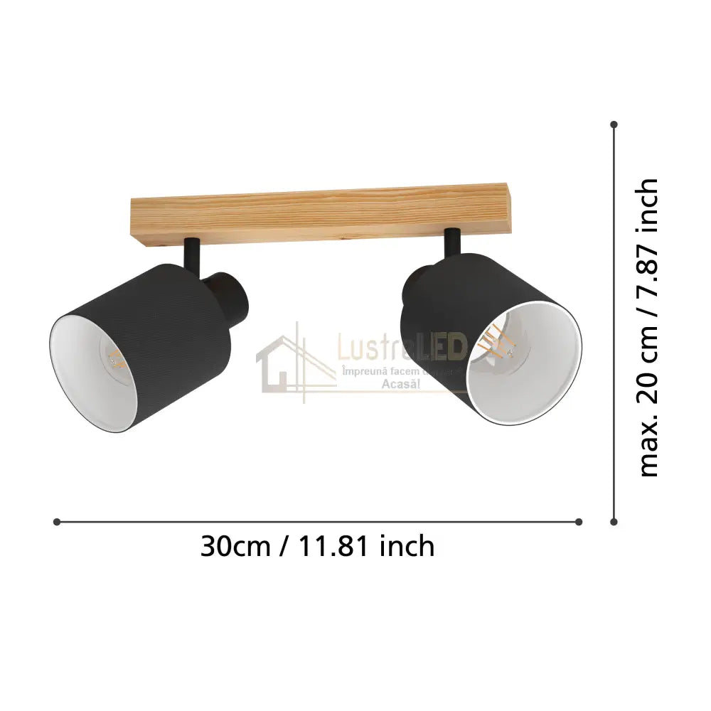 Lustra cu 2 Spoturi BATALLAS Black & Brown Chandeliers