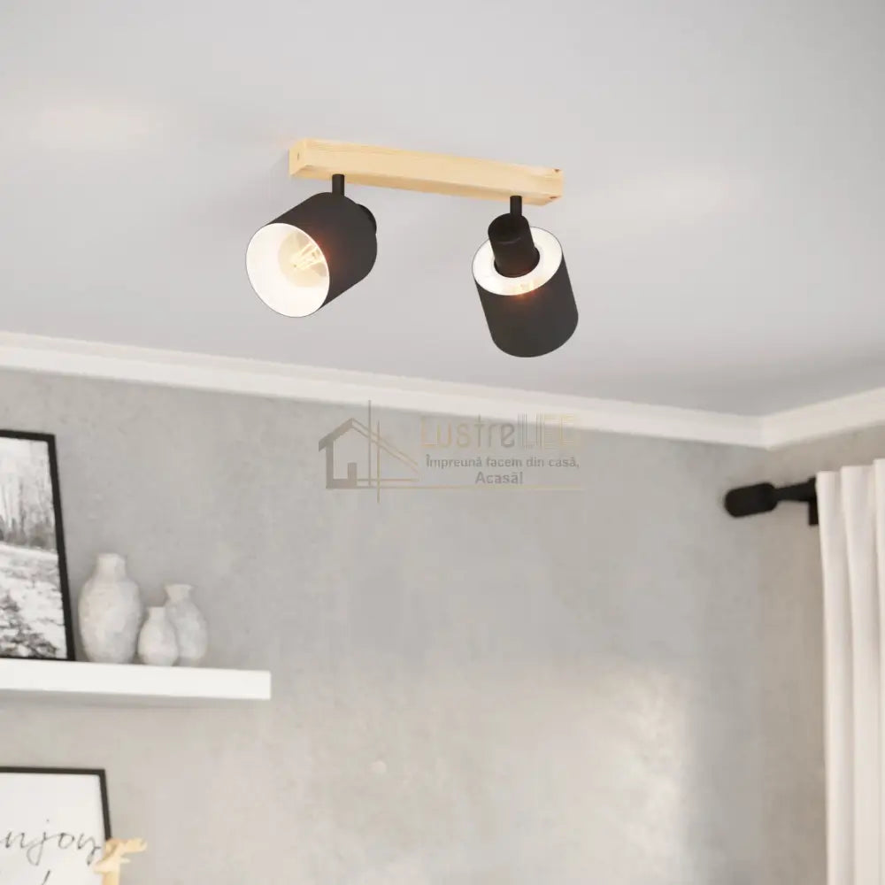 Lustra cu 2 Spoturi BATALLAS Black & Brown Chandeliers