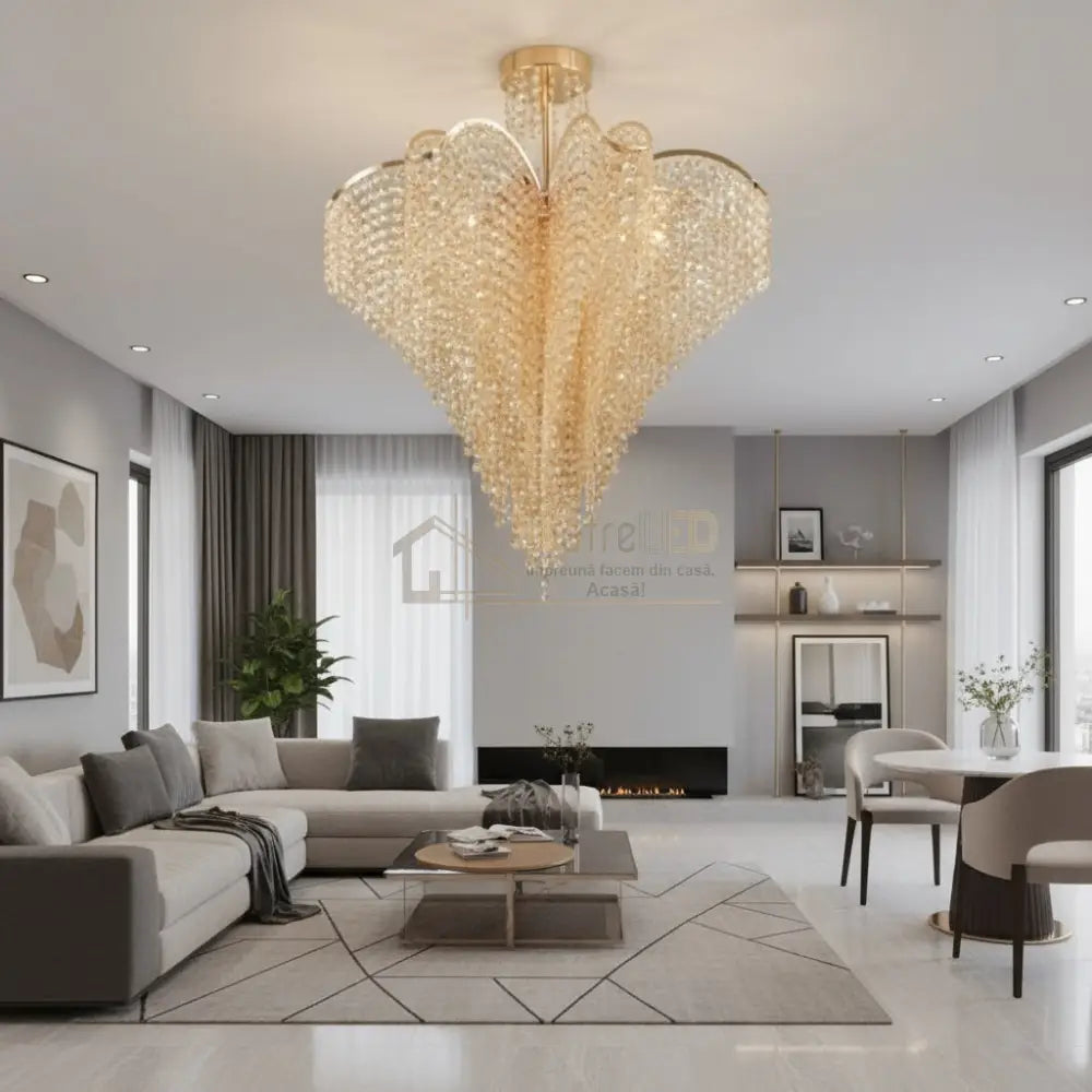 Lustra FREDA Gold Cristal Chandeliers Crystal