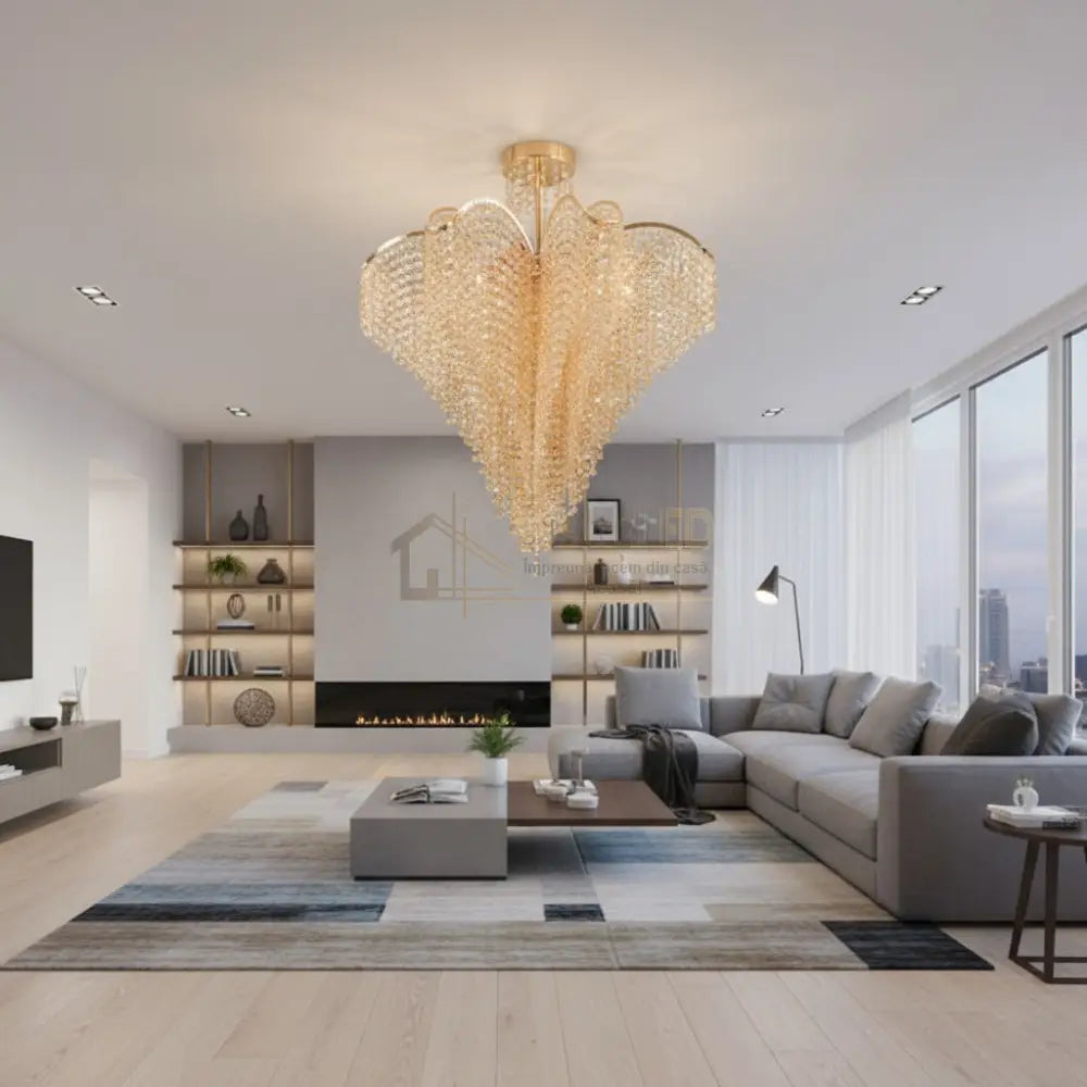 Lustra FREDA Gold Cristal Chandeliers Crystal