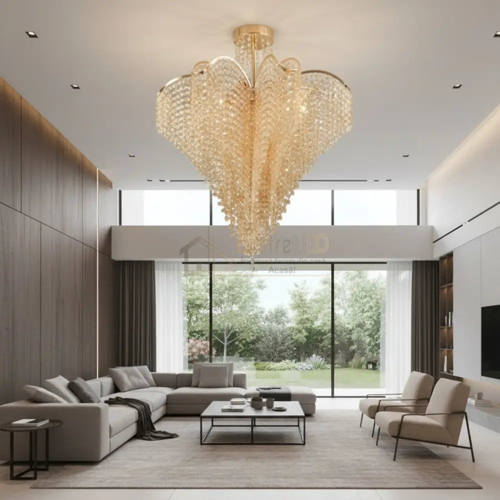 Lustra FREDA Gold Cristal Chandeliers Crystal