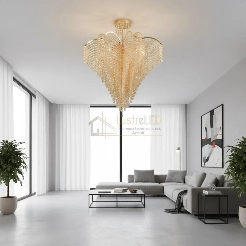 Lustra FREDA Gold Cristal Chandeliers Crystal