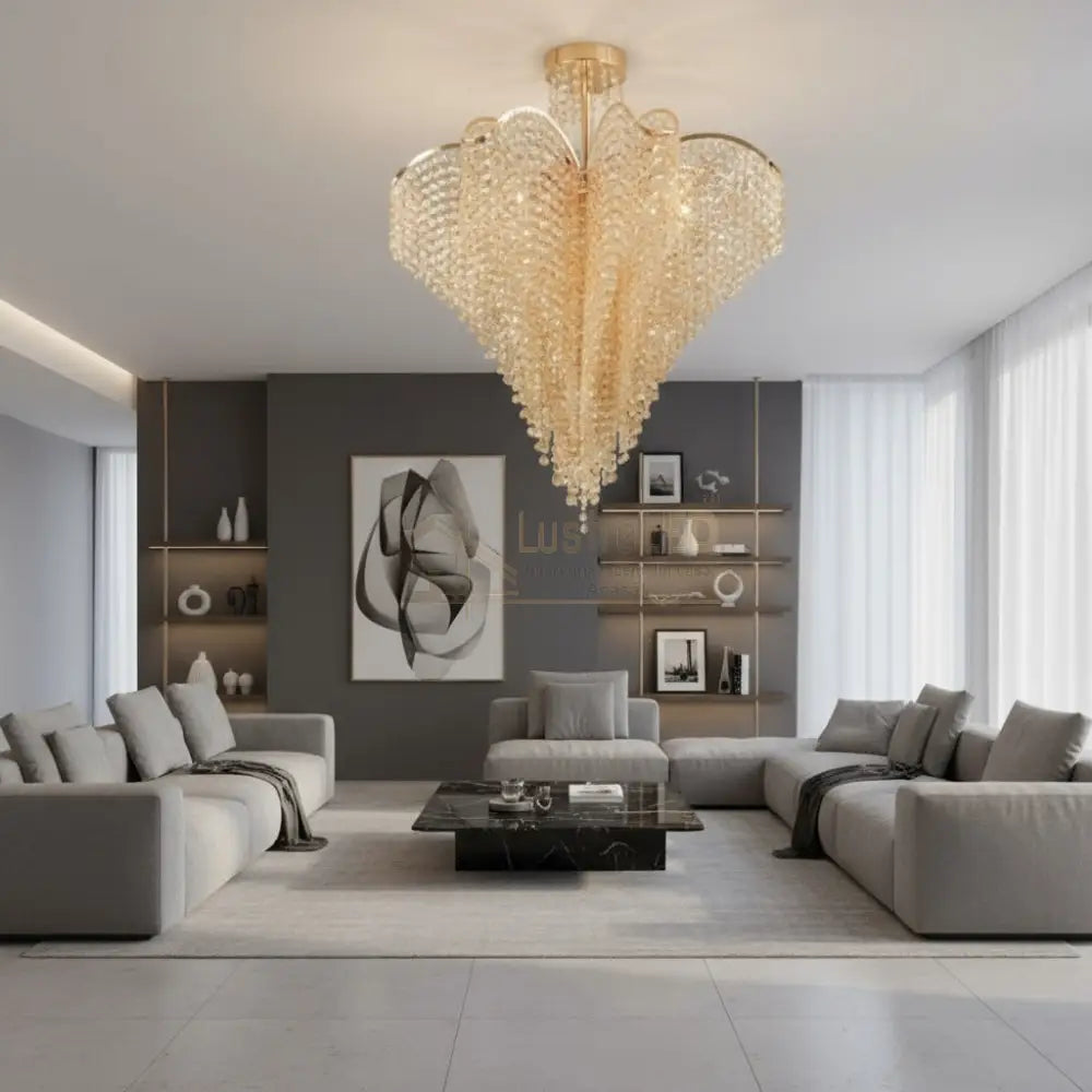 Lustra FREDA Gold Cristal Chandeliers Crystal