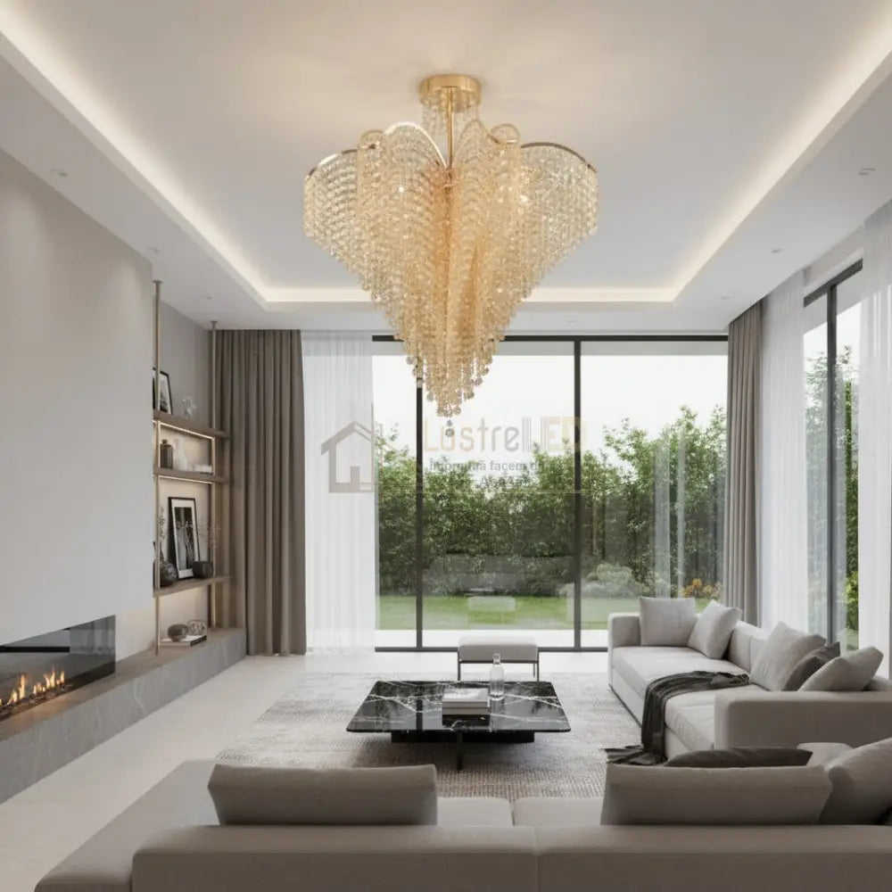 Lustra FREDA Gold Cristal Chandeliers Crystal