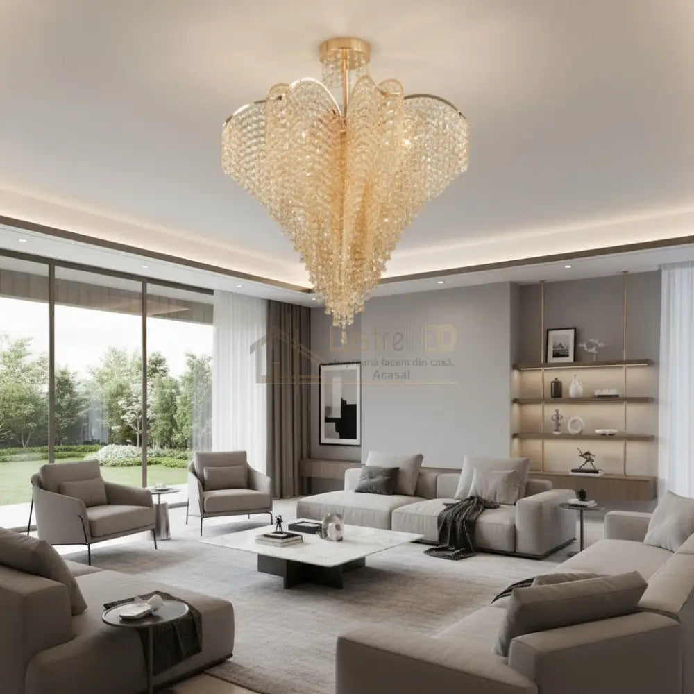 Lustra FREDA Gold Cristal Chandeliers Crystal