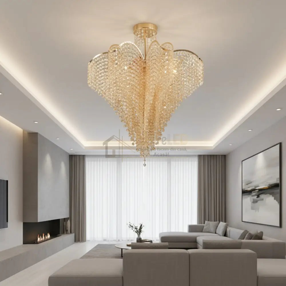Lustra FREDA Gold Cristal Chandeliers Crystal