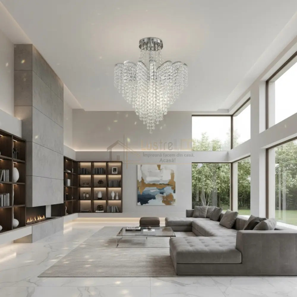 Lustra FREDA Silver Cristal Chandeliers Crystal