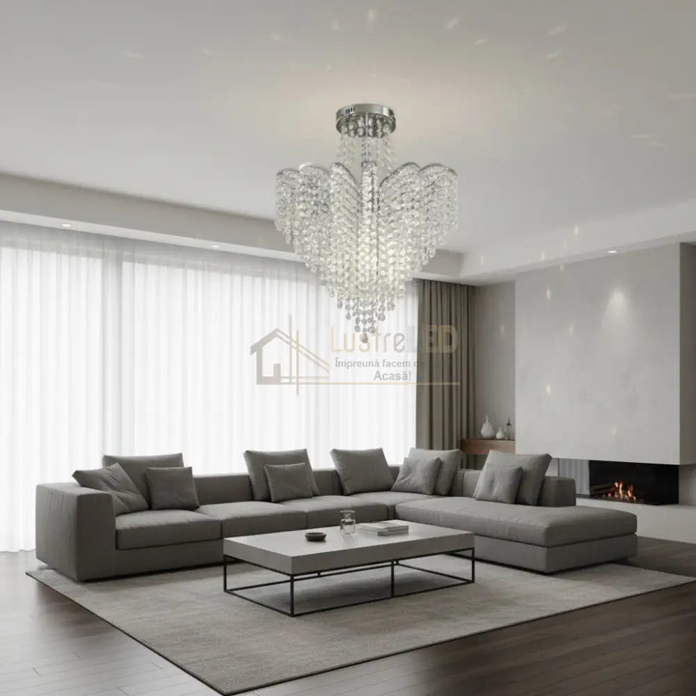 Lustra FREDA Silver Cristal Chandeliers Crystal