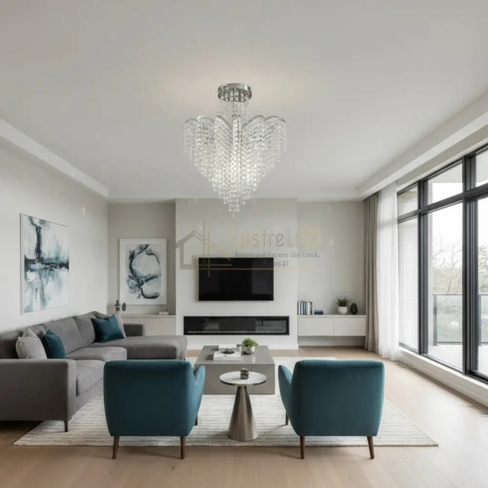 Lustra FREDA Silver Cristal Chandeliers Crystal