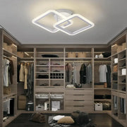 Lustra Led 1 + 1 Square Design Alb Echivalent 300W Telecomanda Lighting Fixtures