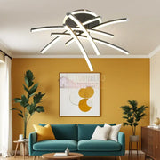 Lustra LED 4 Modern LINES Black Echivalent 400W Telecomanda 7023-6C NEAGRA / 69CM / MINIMALIST DESIGN Lighting Fixtures