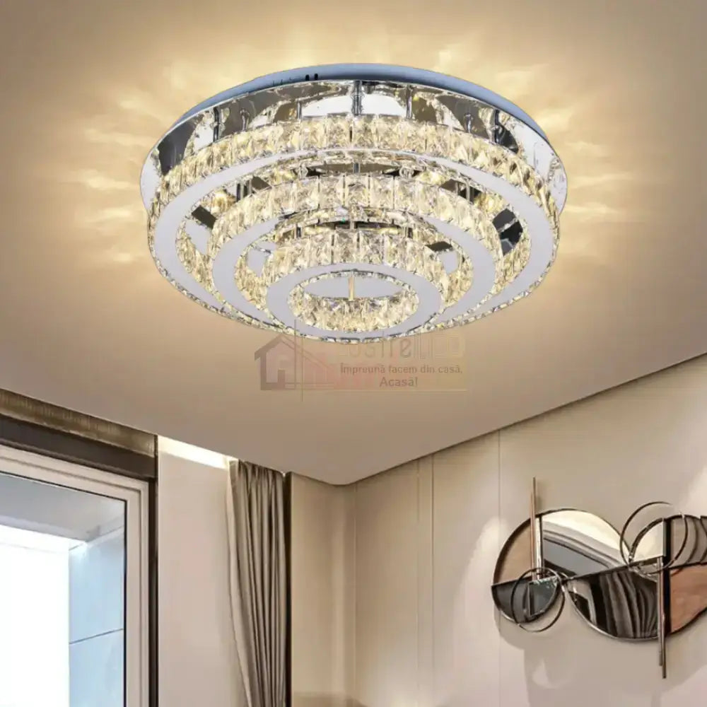 Lustra LED Exquisite Round Cristal Echivalent 400W Telecomanda CHROME / 40CM / CRISTAL Chandeliers