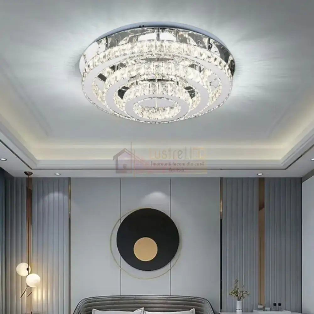 Lustra LED Exquisite Round Cristal Echivalent 400W Telecomanda CHROME / 40CM / CRISTAL Chandeliers