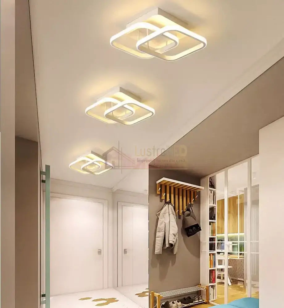 Lustra Led 32W Double Square Alb Echivalent 200W Lighting Fixtures