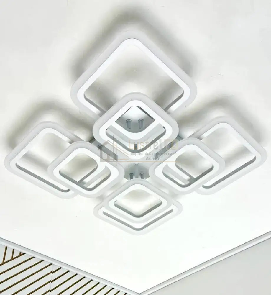 Lustra LED 4 + 4 SQUARE GIGANT Echivalent 1000W Telecomanda ALBA / SQUARE DESIGN Lighting Fixtures