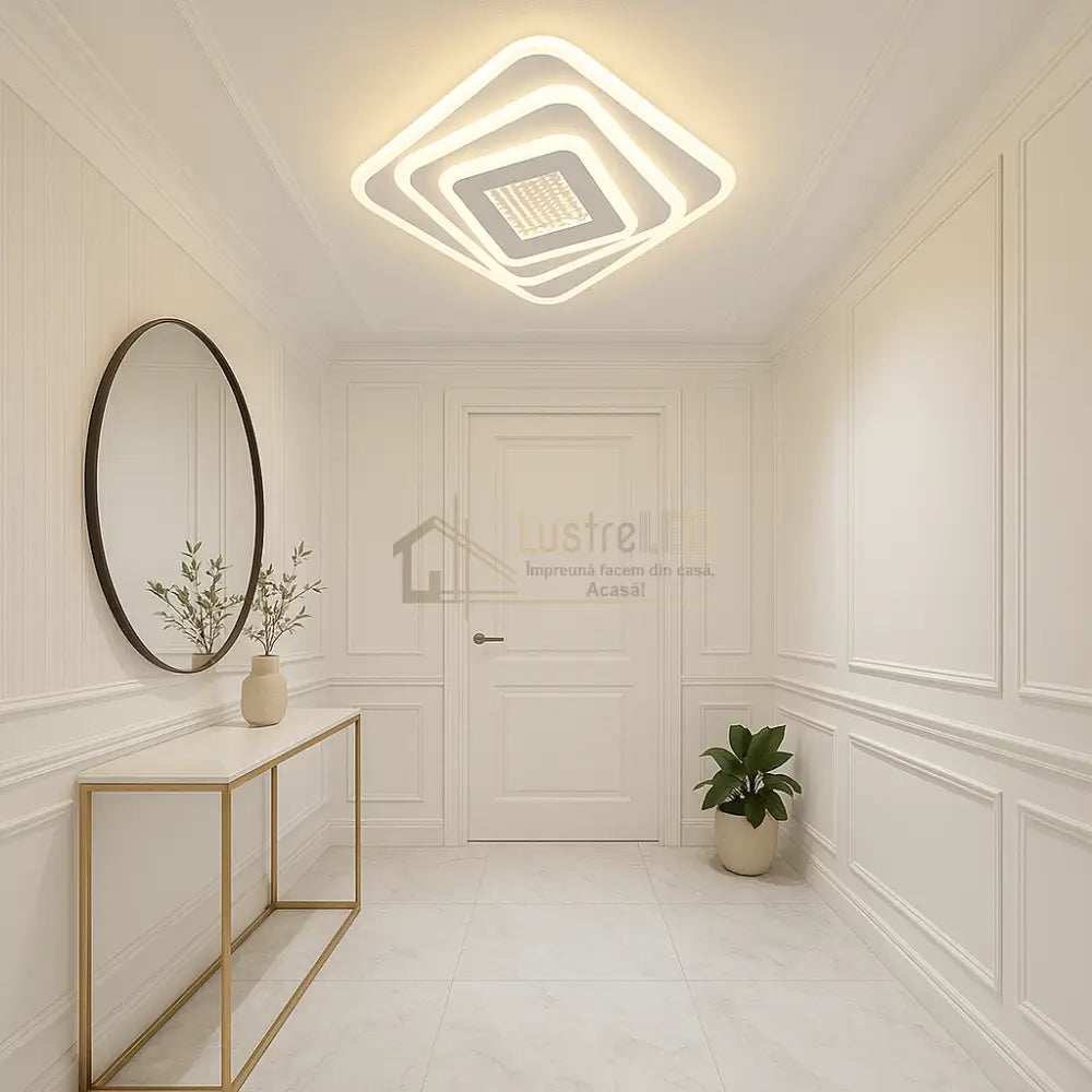 LUSTRA LED 40W GALAXY 3D SQUARE Echivalent 200W ALBA / 24CM / 3D OGLINDA Lighting Fixtures
