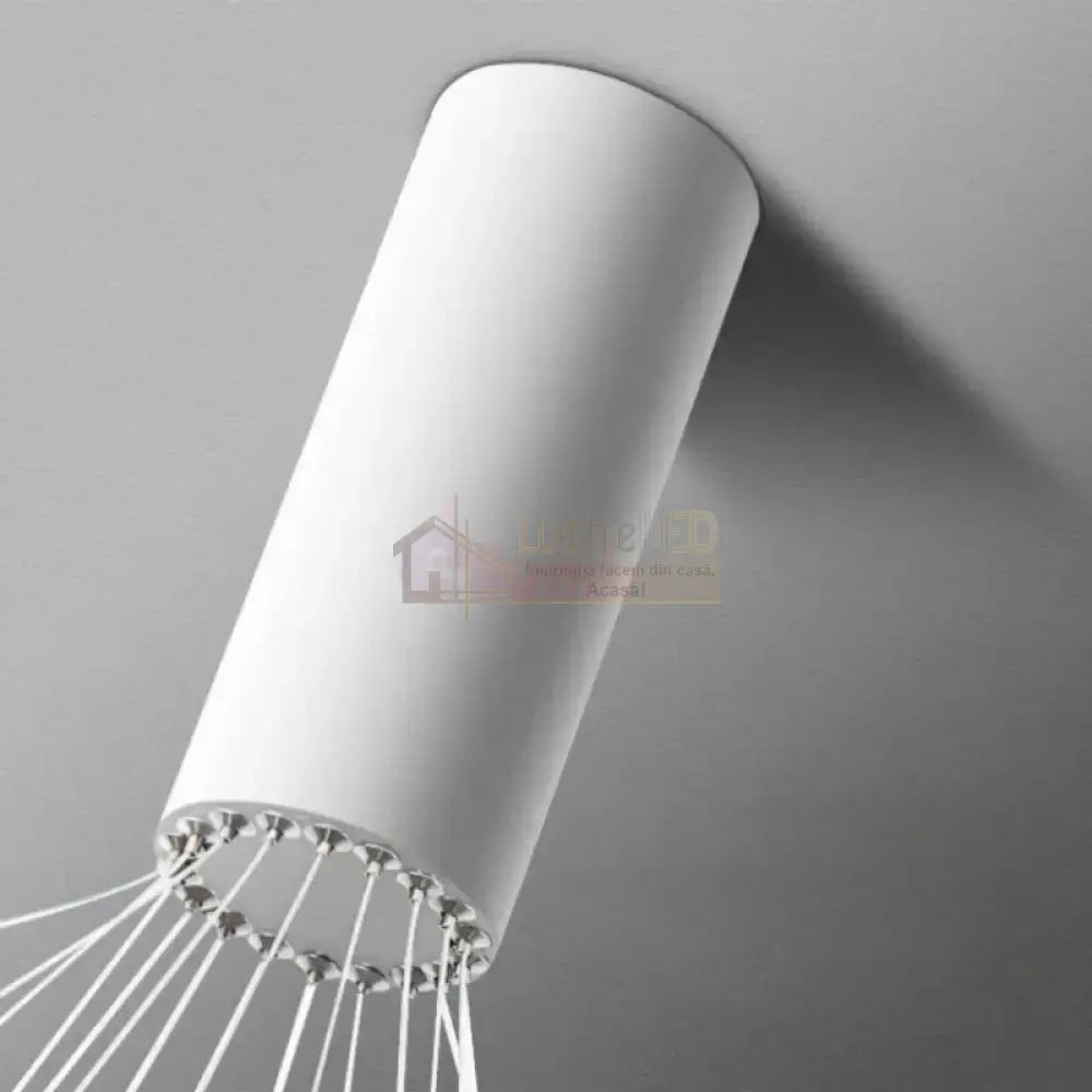 Lustra LED 9 Geometric WHITE Lines Suspendata Echivalent 1200W 300CM ALBA / 300CM / SUSPENDATE Lighting Fixtures