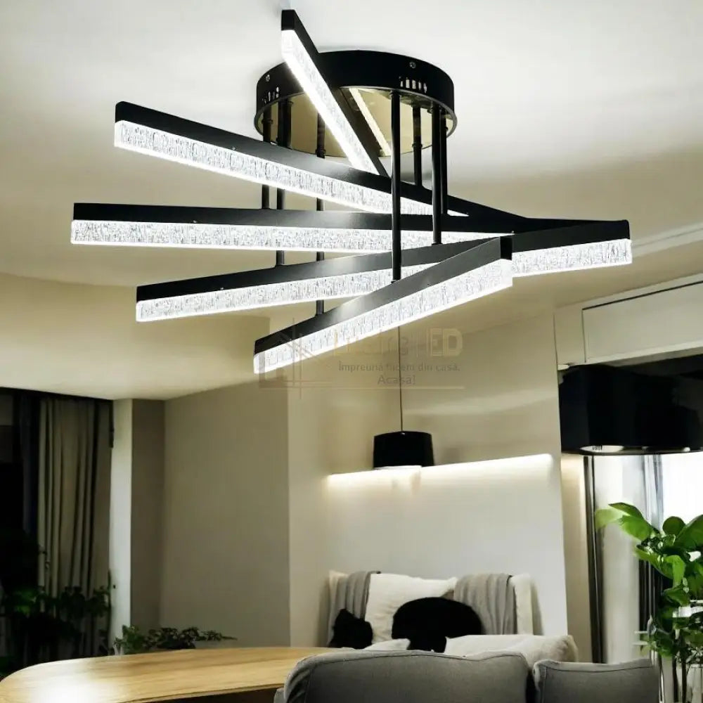 Lustra LED Aplicata Mira 5 Linnes Echivalent 500W Telecomanda NEAGRA / MINIMALIST DESIGN Chandeliers