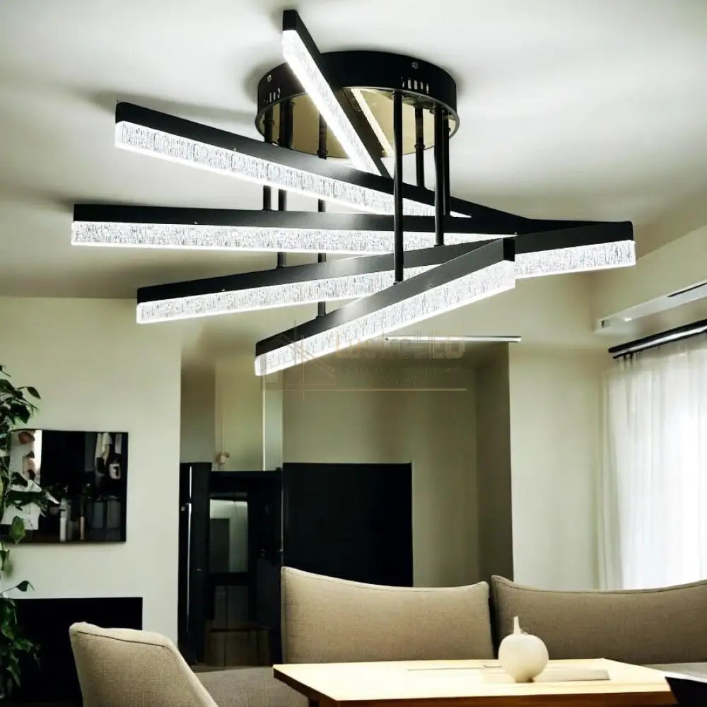 Lustra LED Aplicata Mira 5 Linnes Echivalent 500W Telecomanda NEAGRA / MINIMALIST DESIGN Chandeliers