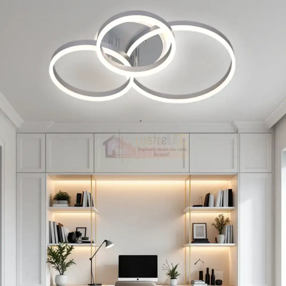 Lustra LED Beauty Silver Circle Echivalent 600W cu Telecomandă 5185-40 + 30 + 25cm SILVER / CIRCLE DESIGN Lighting