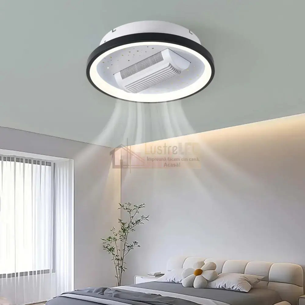 Lustra Led C2402 Cu Ventilator Reglabil Si Telecomanda Echivalent 500W Lighting Fixtures