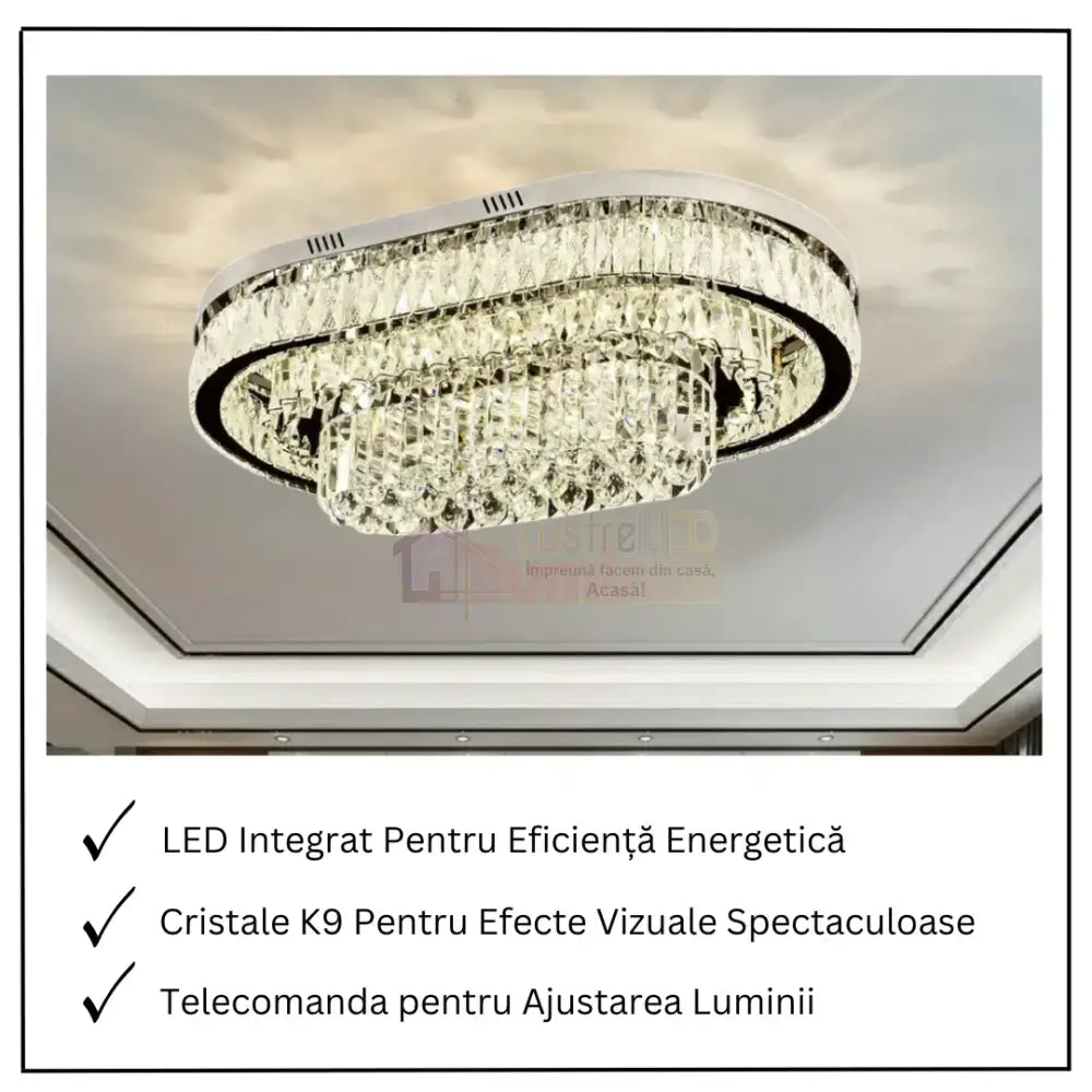 Lustra LED Aplicata Grand Aurora Cristal Telecomanda CHROME / 85CM / CRISTAL Chandeliers