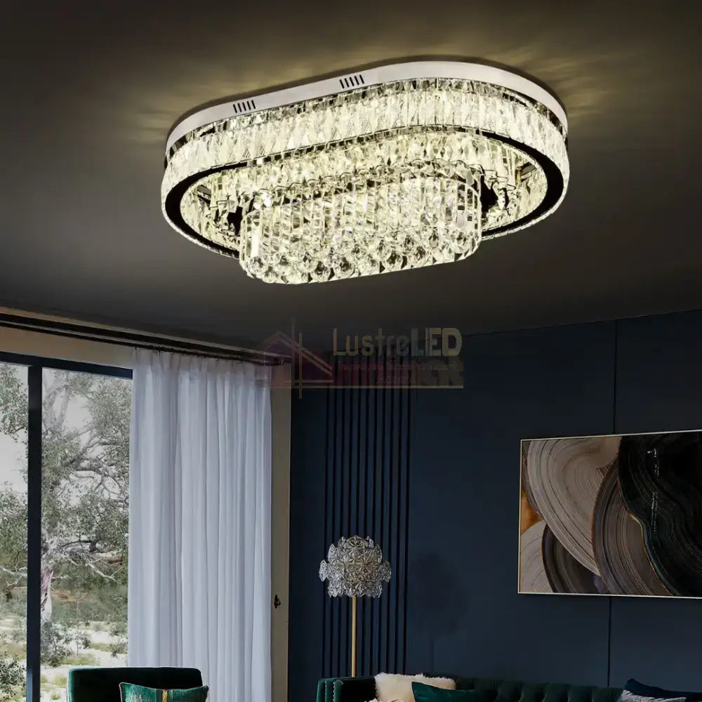 Lustra LED Aplicata Grand Aurora Cristal Telecomanda CHROME / 85CM / CRISTAL Chandeliers