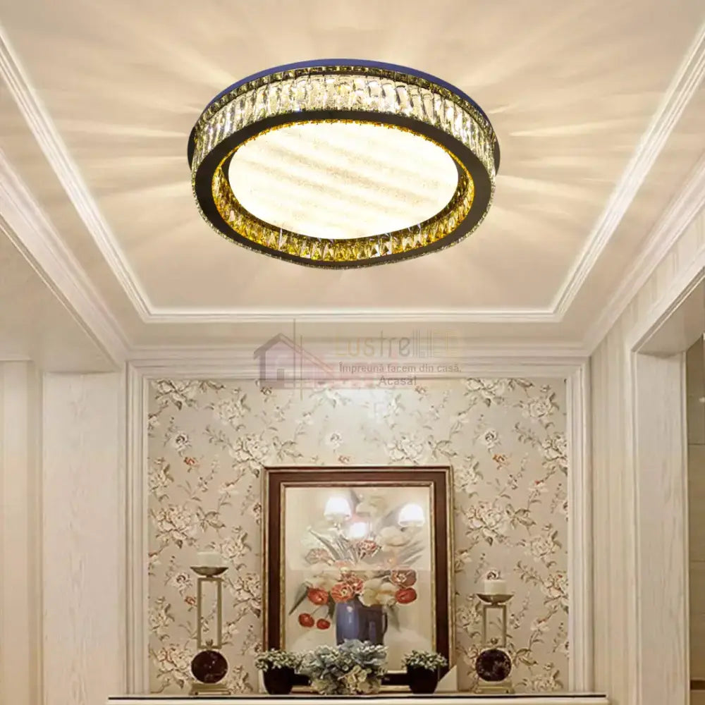 Lustra LED Aplicata Glamour Halo Cristal Telecomanda Chandeliers